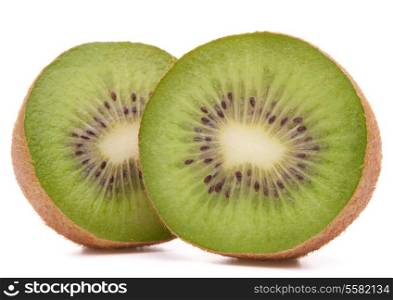 Sliced kiwi fruit half isolated on white background cutout