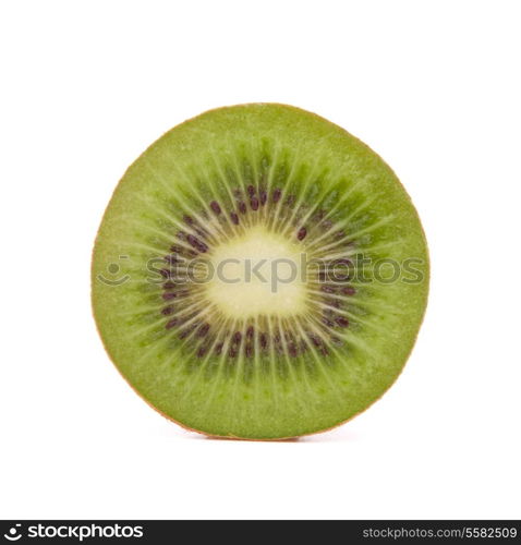 Sliced kiwi fruit half isolated on white background cutout