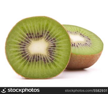 Sliced kiwi fruit half isolated on white background cutout