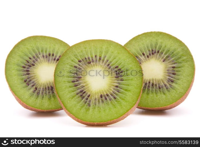 Sliced kiwi fruit half isolated on white background cutout