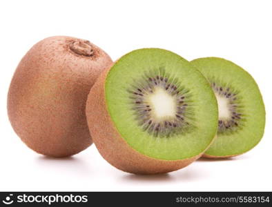 Sliced kiwi fruit half isolated on white background cutout