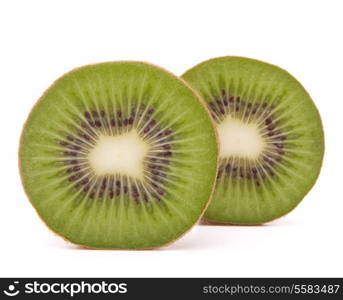 Sliced kiwi fruit half isolated on white background cutout