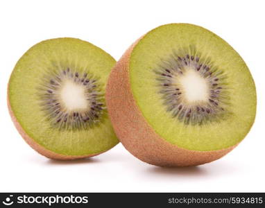 Sliced kiwi fruit half isolated on white background cutout