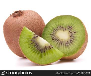Sliced kiwi fruit segment isolated on white background cutout
