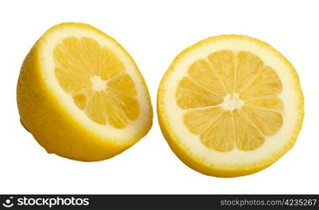 Sliced lemon on a white background, isolated