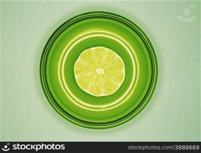 Sliced lime on plate