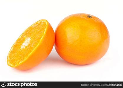 Sliced mandarin fruit isolated on white background