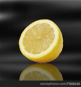 Sliced of lemon isolated on the black background
