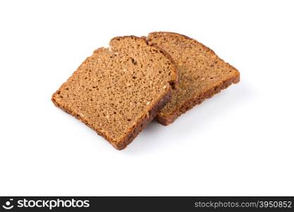 sliced of rye bread, isolated on white background