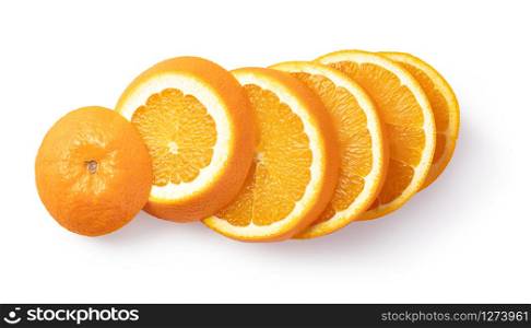 sliced orange fruit isolated on white background. sliced orange fruit
