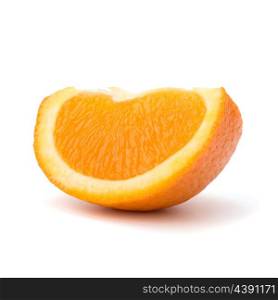 Sliced orange fruit segment isolated on white background