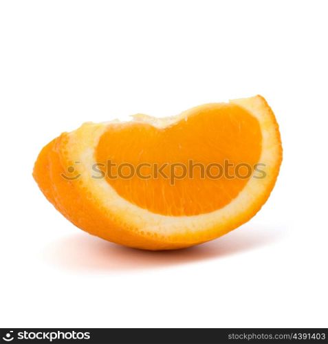 Sliced orange fruit segment isolated on white background