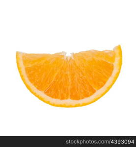 Sliced orange fruit segment isolated on white background