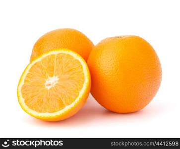 Sliced orange fruit segments isolated on white background