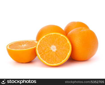 Sliced orange fruit segments isolated on white background