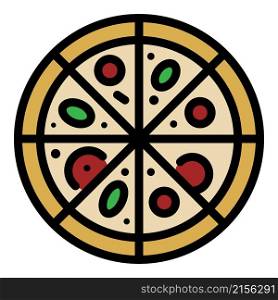 Sliced pizza icon. Outline sliced pizza vector icon color flat isolated. Sliced pizza icon color outline vector