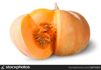 Sliced Pumpkin With Seeds Isolated On White Background