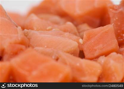 sliced raw meat closeup. food ingredients closeup