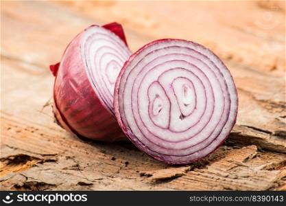 sliced red onions in closeup