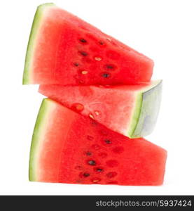 Sliced ripe watermelon isolated on white background cutout