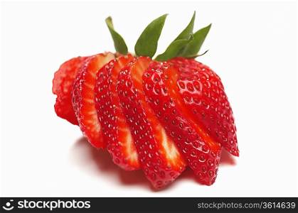Sliced strawberry on white background