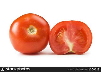 sliced tomato isolated on white background