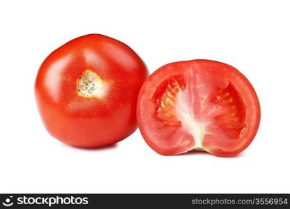 sliced tomato isolated on white background