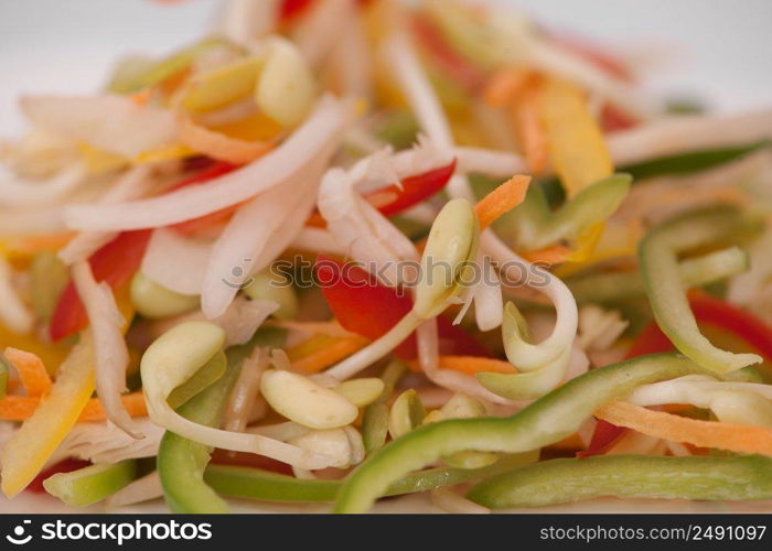 sliced vegetables close up on a light background. food ingredients closeup