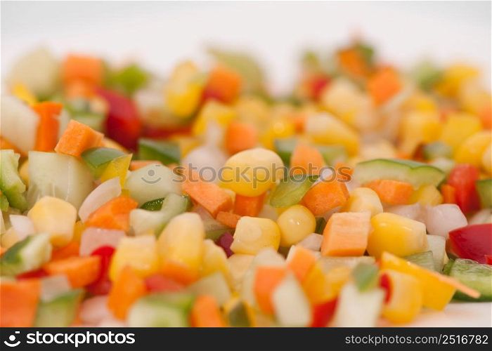 sliced vegetables close up on a light background. food ingredients closeup