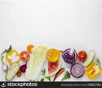 sliced vegetables white background with copy space. Resolution and high quality beautiful photo. sliced vegetables white background with copy space. High quality and resolution beautiful photo concept