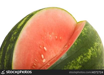 Sliced watermelon on white