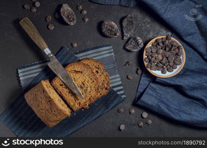 slices cake chocolate chips. Resolution and high quality beautiful photo. slices cake chocolate chips. High quality and resolution beautiful photo concept