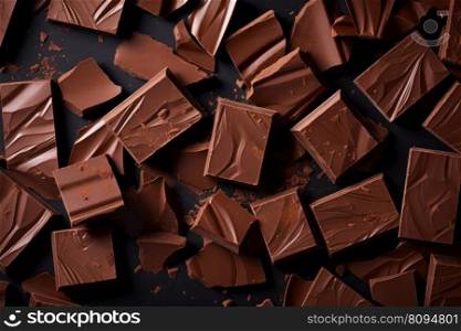 Slices chocolate square. Chunk side snack. Generate Ai. Slices chocolate square. Generate Ai