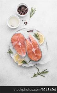 slices fresh salmon slices white plate. High resolution photo. slices fresh salmon slices white plate. High quality photo