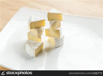Slices of Camembert on the plate