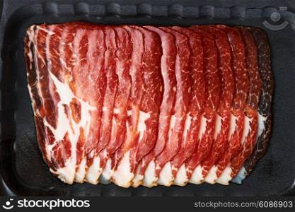 Slices of dried pork meat