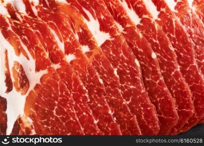 Slices of dried pork meat