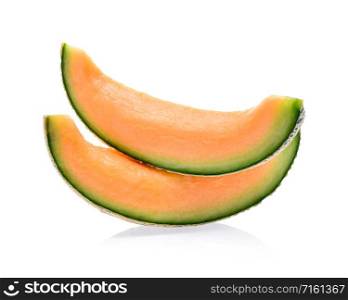 Slices of melon isolated on white background.