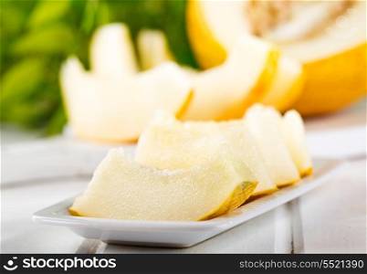 slices of melon on a plate