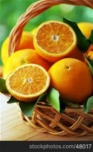 slices of orange fruit in wicker basket