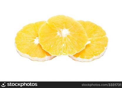 Slices of orange isolated on white background