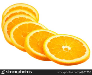 slices of orange on white background