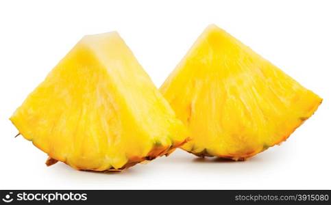 Slices of ripe juicy pineapple isolated on white background