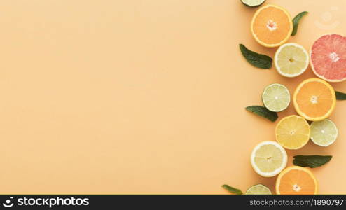 slices oranges lemons copy space. Resolution and high quality beautiful photo. slices oranges lemons copy space. High quality and resolution beautiful photo concept