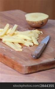 slicing potatoes for chips