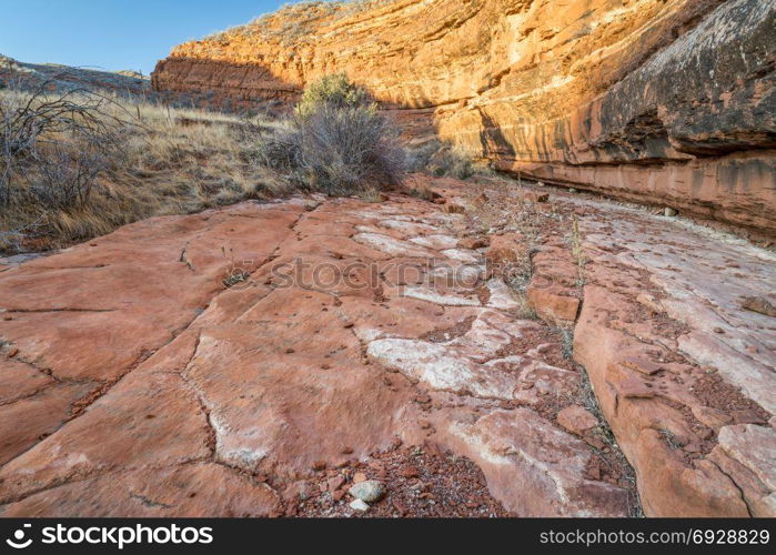 slickrock at the sandstone canyon bottom - Ruby Wash in Red Mountain Open Space north of Fort Collins, Colorado