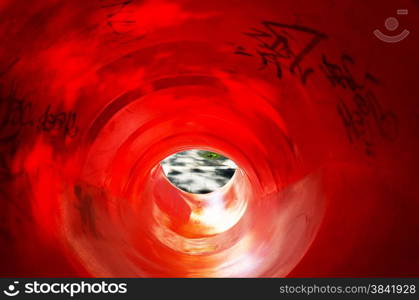 Slide tunnel for kids in outdoor playground