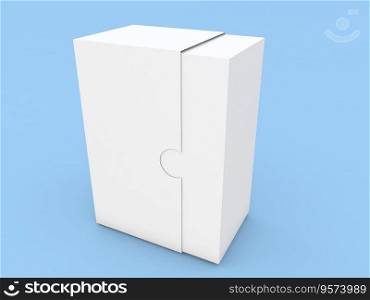 Sliding paper box on a blue background. 3d render illustration.. Sliding paper box on a blue background. 