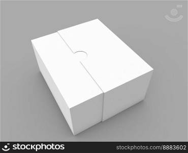 Sliding paper box on a gray background. 3d render illustration.. Sliding paper box on a gray background. 