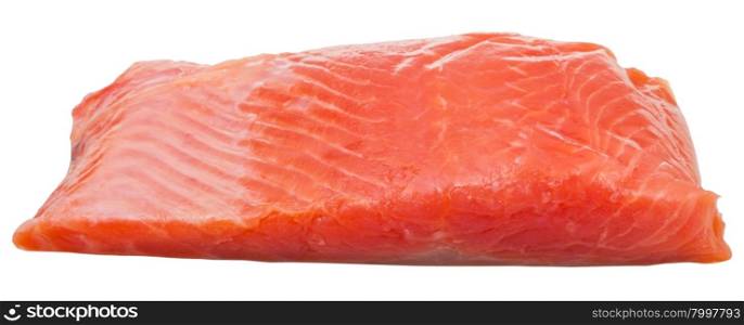 slightly salted trout red fish fillet piece isolated on white background